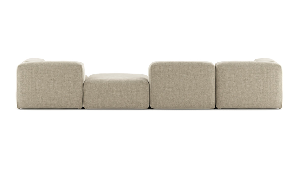 Le Mura - Le Mura Sectional Sofa, Four Seater, Right, Beige Gray Chenille