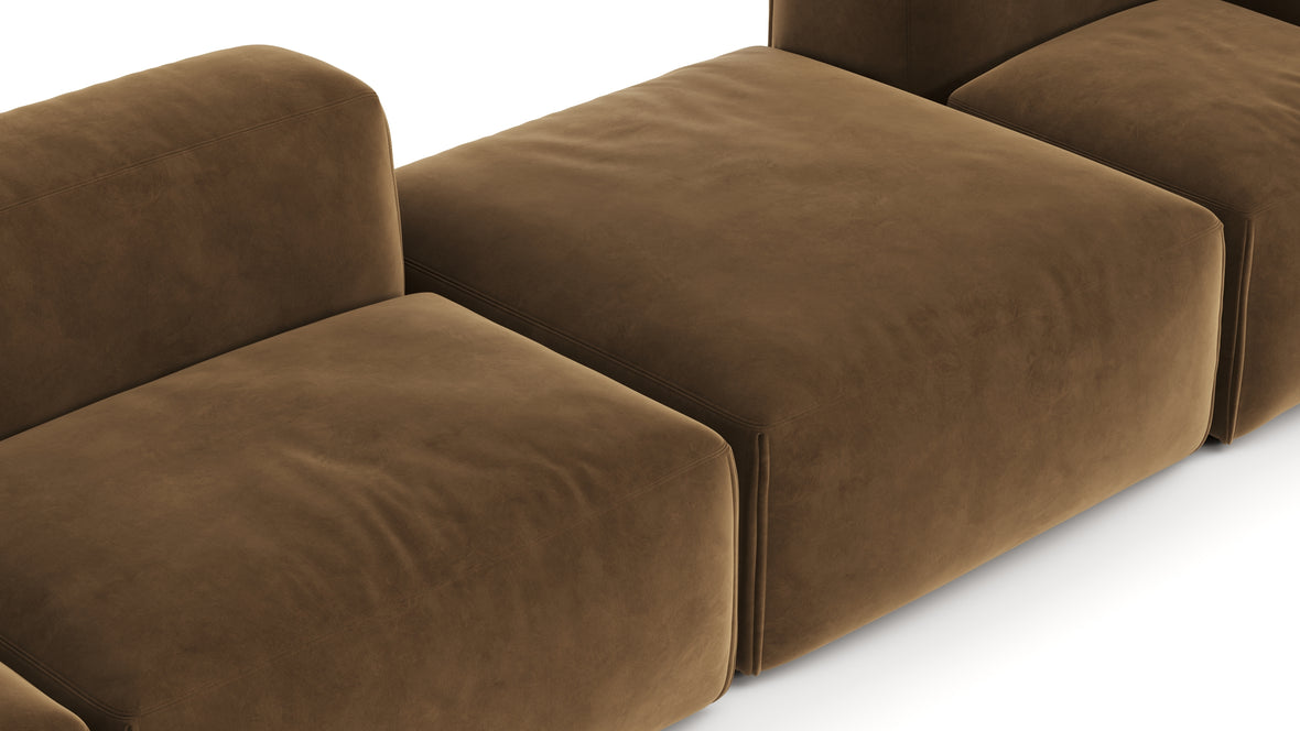 Le Mura - Le Mura Sectional Sofa, Four Seater, Right, Brown Vegan Suede