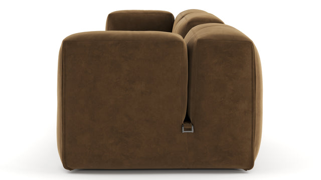 Le Mura - Le Mura Sectional Sofa, Four Seater, Right, Brown Vegan Suede