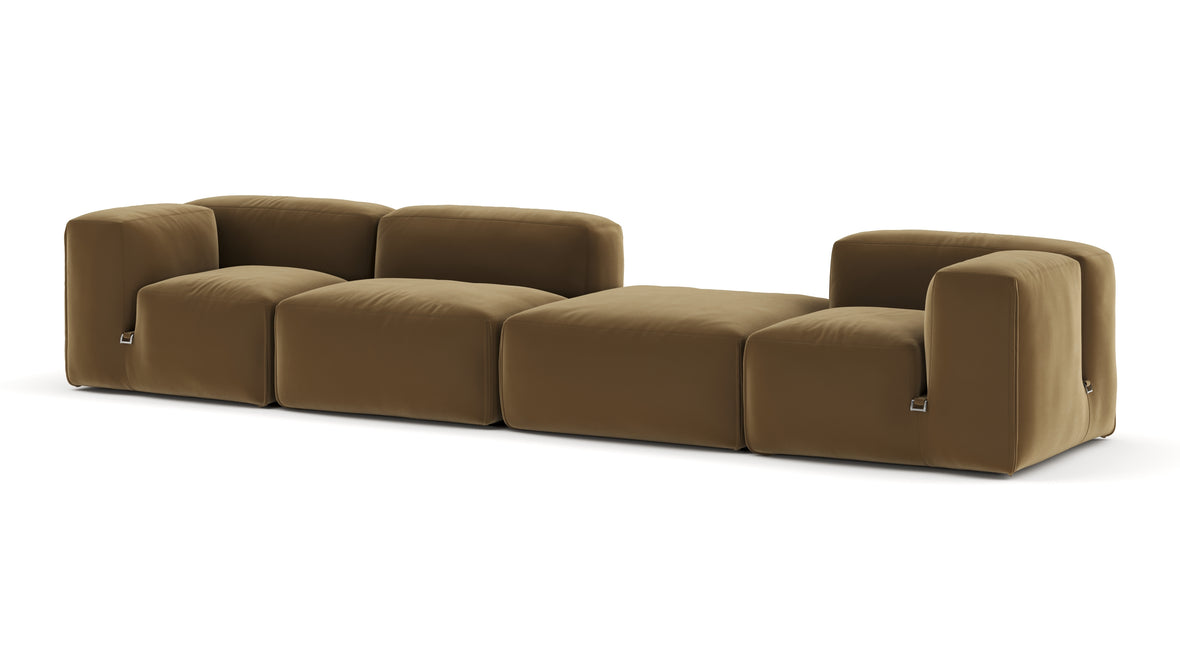 Le Mura - Le Mura Sectional Sofa, Four Seater, Right, Old Gold Luxe Velvet