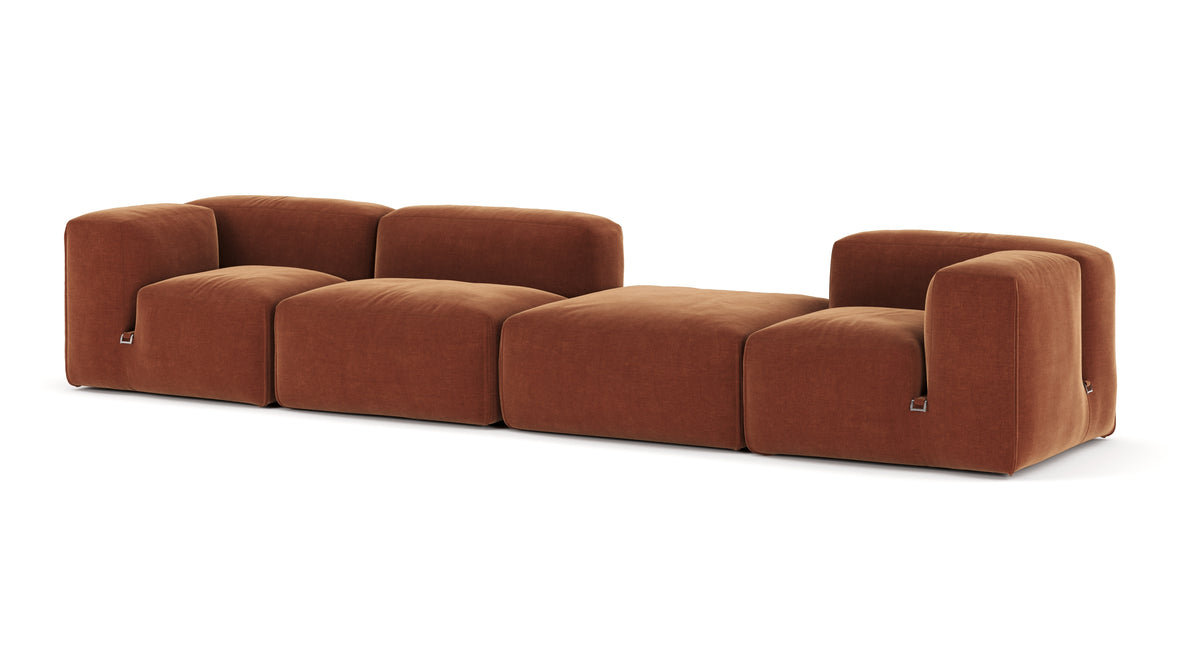 Le Mura - Le Mura Sectional Sofa, Four Seater, Right, Rust Chenille