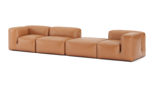 Le Mura - Le Mura Sectional Sofa, Four Seater, Right, Tan Vegan Leather