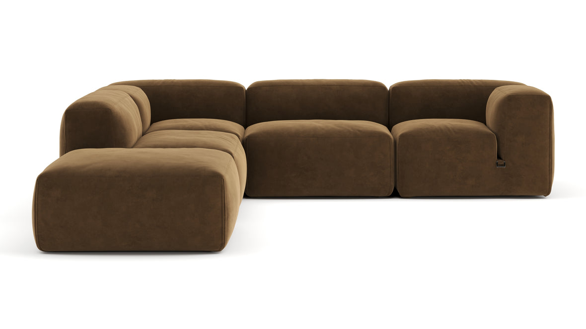 Le Mura - Le Mura Sectional Sofa, Left Corner, Brown Vegan Suede