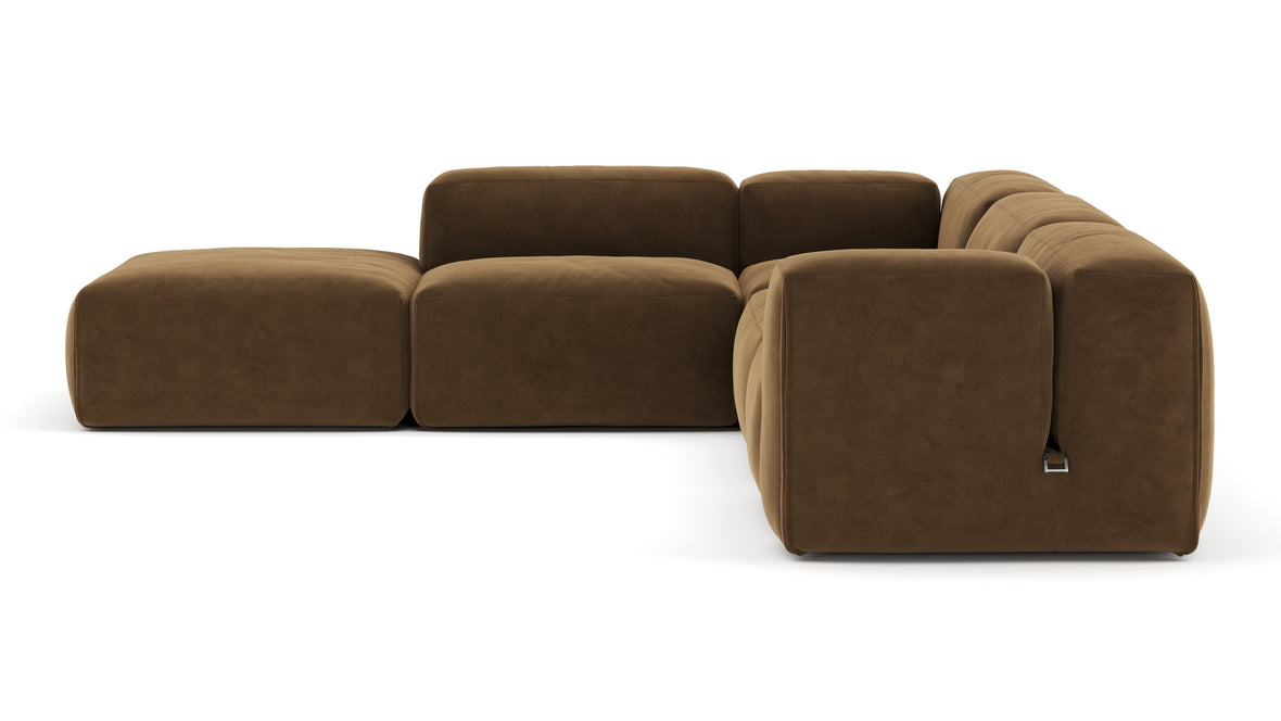 Le Mura - Le Mura Sectional Sofa, Left Corner, Brown Vegan Suede