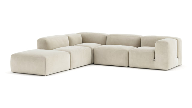 Le Mura - Le Mura Sectional Sofa, Left Corner, Eggshell Vegan Suede