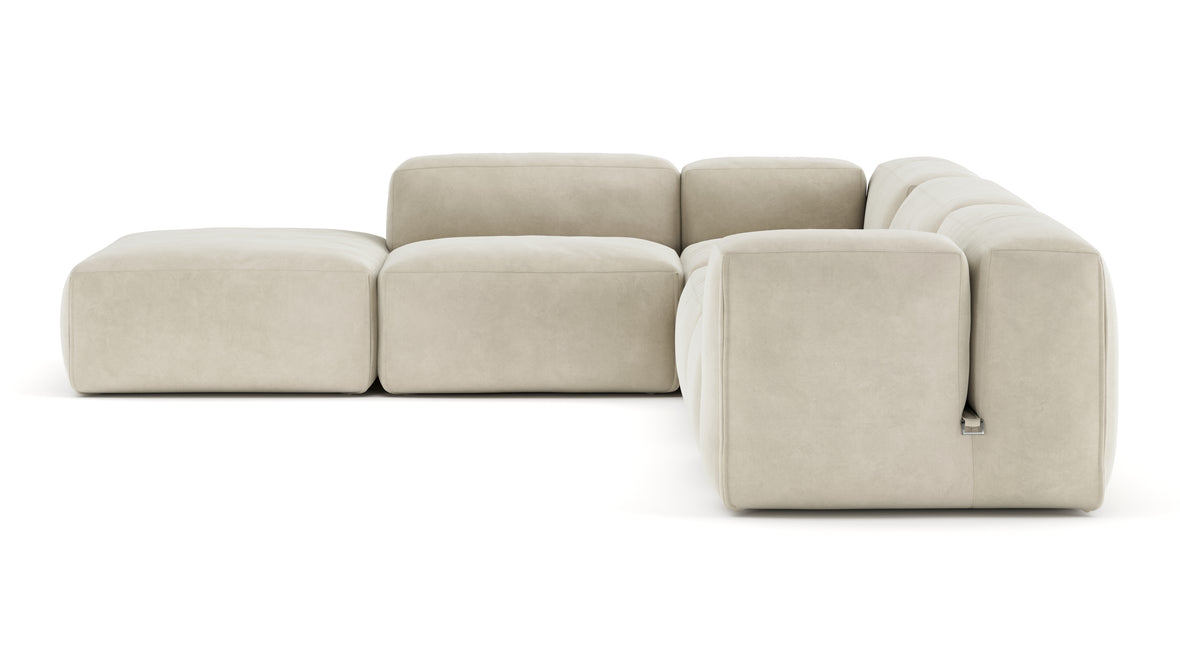 Le Mura - Le Mura Sectional Sofa, Left Corner, Eggshell Vegan Suede