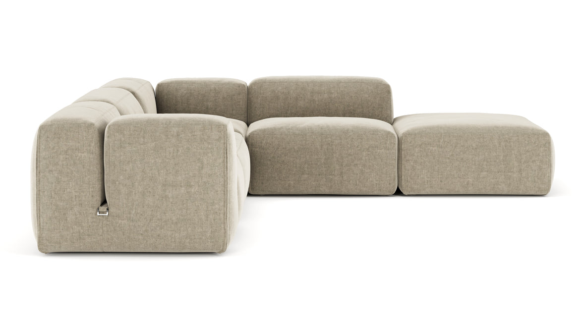 Le Mura - Le Mura Sectional Sofa, Right Corner, Beige Gray Chenille