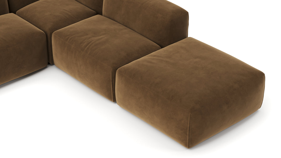 Le Mura - Le Mura Sectional Sofa, Right Corner, Brown Vegan Suede