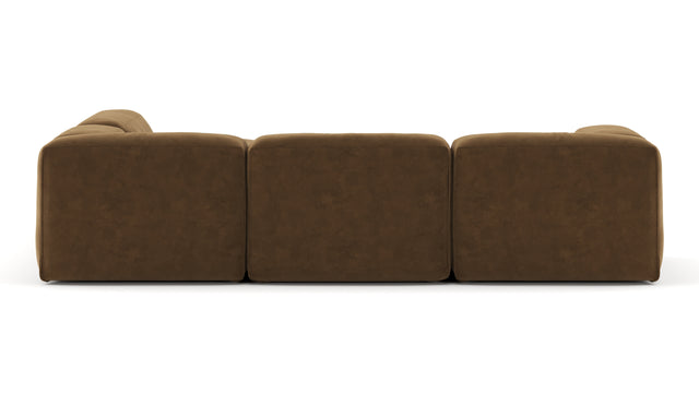 Le Mura - Le Mura Sectional Sofa, Right Corner, Brown Vegan Suede