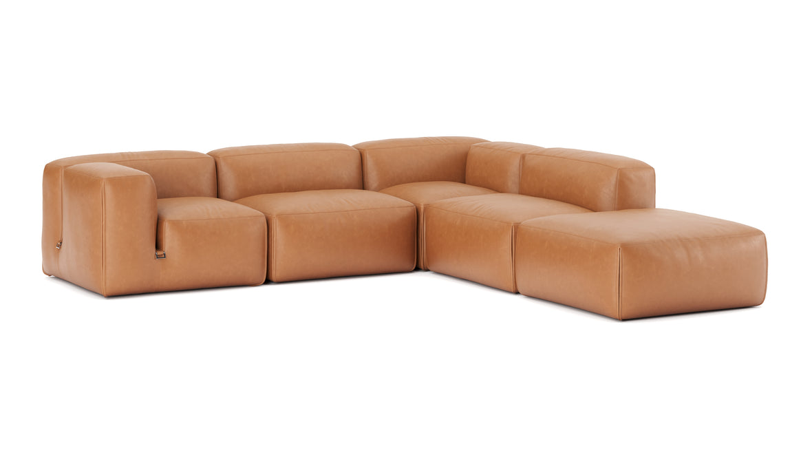 Le Mura - Le Mura Sectional Sofa, Right Corner, Tan Vegan Leather