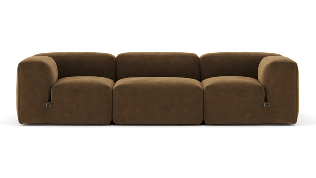 Le Mura - Le Mura Three Seater Sofa, Brown Vegan Suede