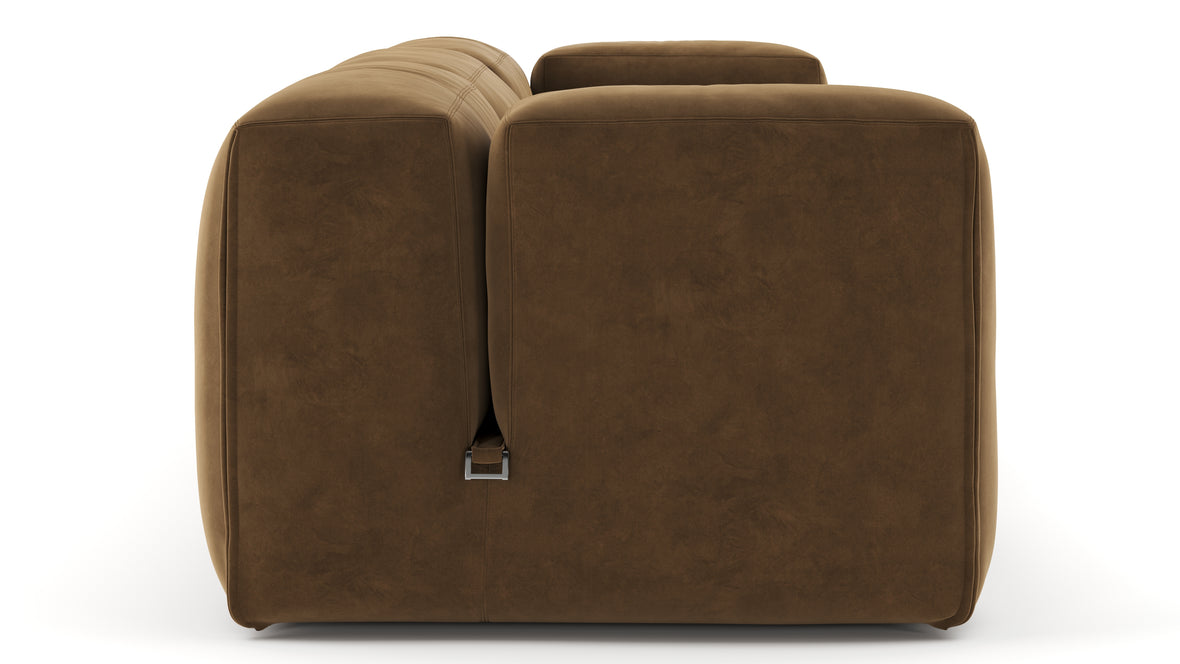 Le Mura - Le Mura Three Seater Sofa, Brown Vegan Suede