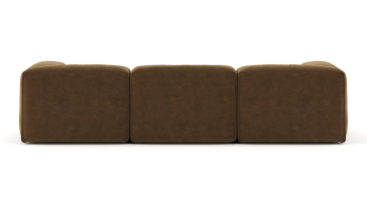 Le Mura - Le Mura Three Seater Sofa, Brown Vegan Suede