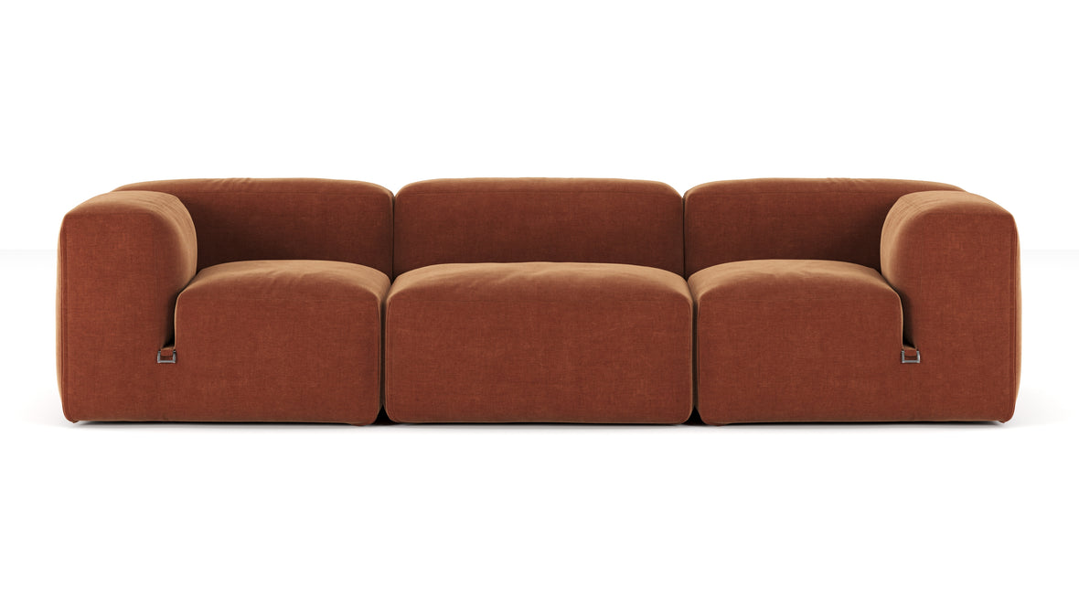 Le Mura - Le Mura Three Seater Sofa, Rust Chenille