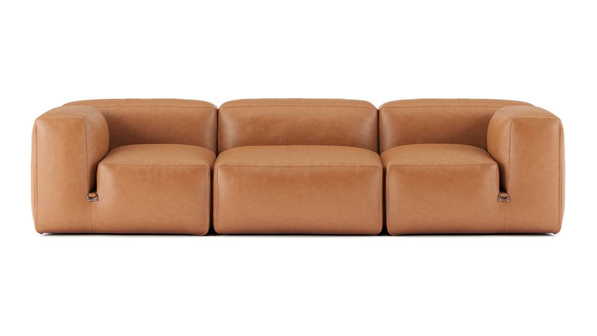 Le Mura - Le Mura Three Seater Sofa, Tan Vegan Leather