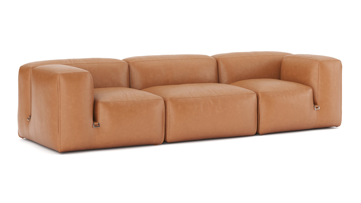 Le Mura - Le Mura Three Seater Sofa, Tan Vegan Leather