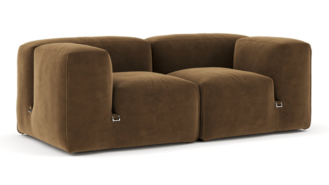 Le Mura - Le Mura Two Seater Sofa, Brown Vegan Suede