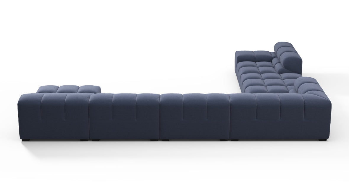 Tufted - Tufted Sectional, Extra Large Left Corner, Royal Blue Wool