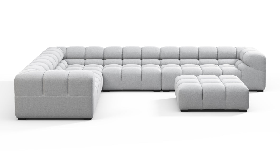 Tufted - Tufted Sectional, Large Left Corner, Light Gray Wool