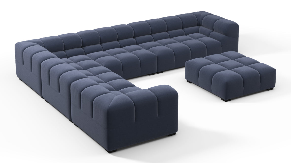 Tufted - Tufted Sectional, Large Left Corner, Royal Blue Wool