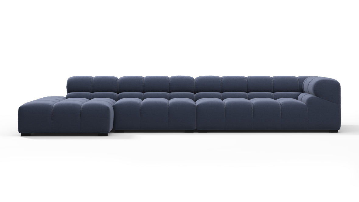 Tufted - Tufted Sectional, Large, Left Chaise, Royal Blue Wool