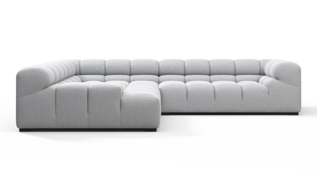 Tufted - Tufted Sectional, Left Corner, Light Gray Wool