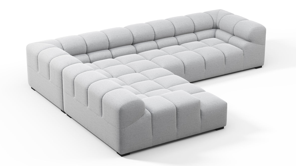 Tufted - Tufted Sectional, Left Corner, Light Gray Wool