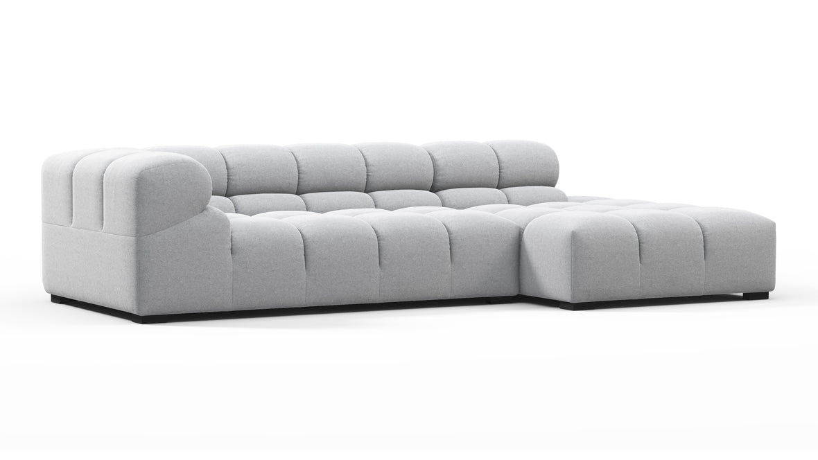 Tufted - Tufted Sectional, Small L, Right, Light Gray Wool