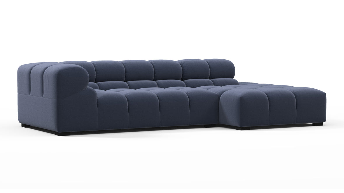 Tufted - Tufted Sectional, Small L, Right, Royal Blue Wool