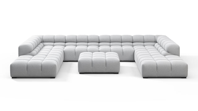 Tufted - Tufted Sectional, U Shape, Light Gray Wool