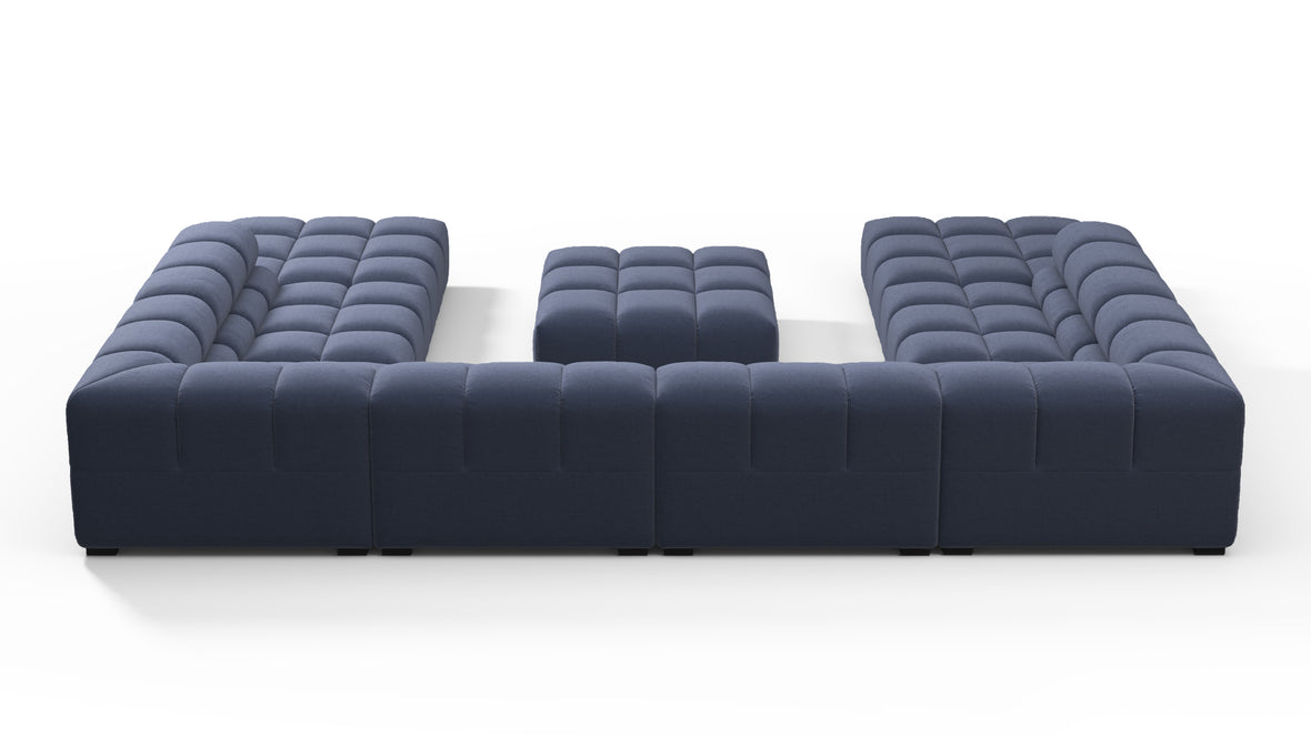 Tufted - Tufted Sectional, U Shape, Royal Blue Wool