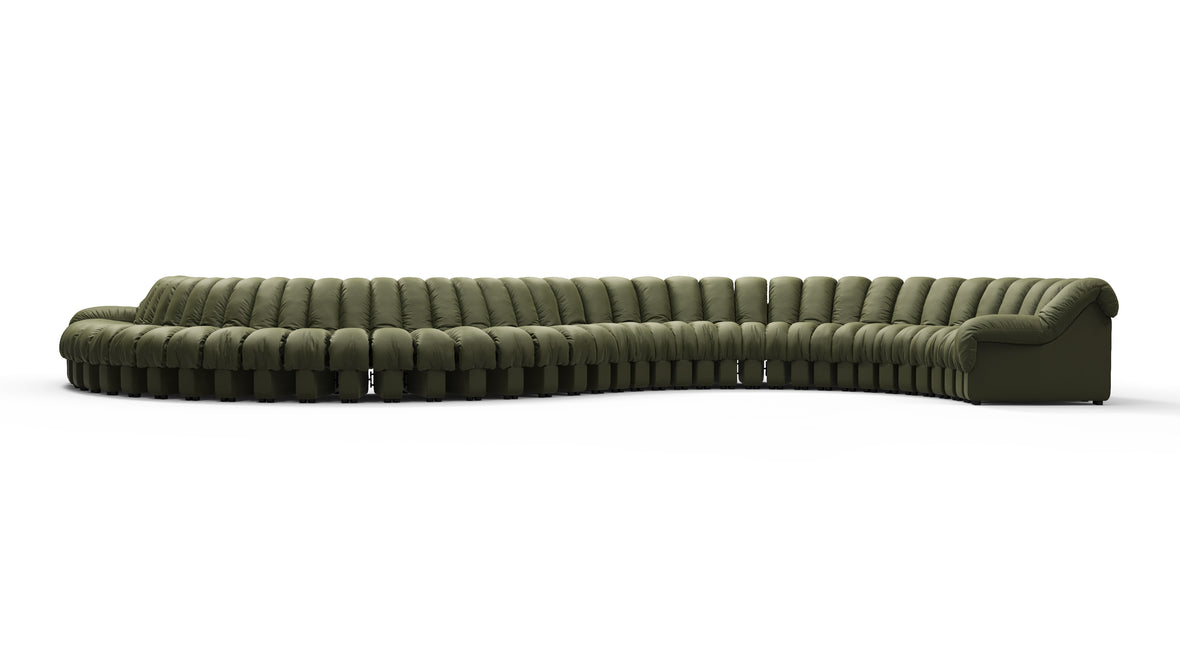 DS 600 - DS 600 Curved Sectional, Deep Olive Vegan Leather