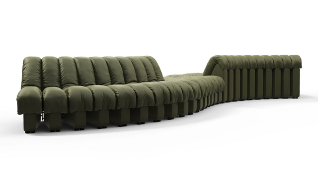 DS 600 - DS 600 Double Sided Curved Sectional, Deep Olive Vegan Leather