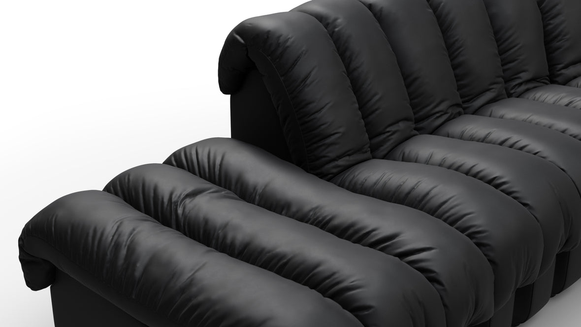 DS 600 - DS 600 Large Open End Sofa, Black Vegan Leather