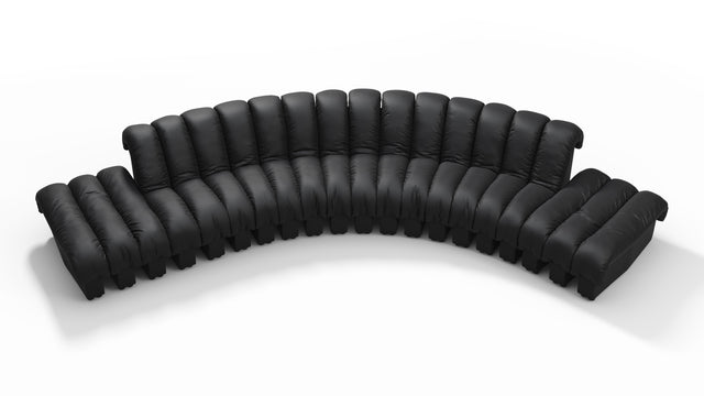 DS 600 - DS 600 Large Open End Sofa, Black Vegan Leather