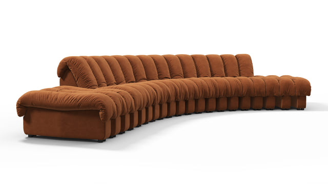 DS 600 - DS 600 Large Open End Sofa, Burnt Orange Vegan Suede