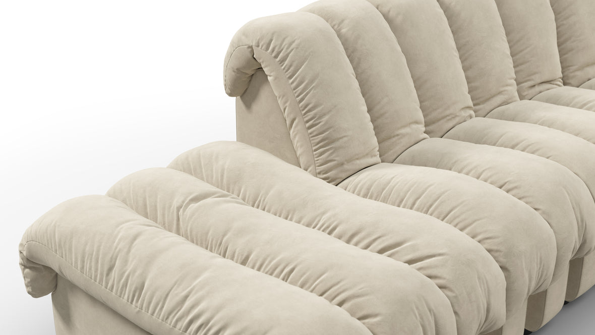 DS 600 - DS 600 Large Open End Sofa, Eggshell Vegan Suede