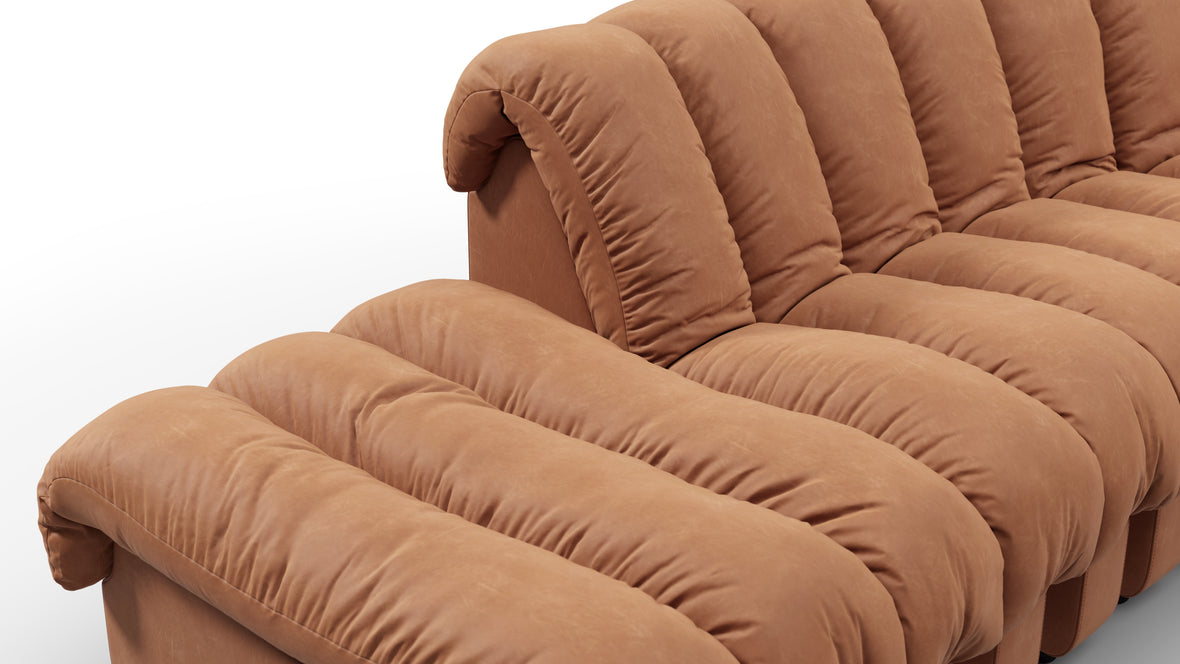 DS 600 - DS 600 Large Open End Sofa, Tan Vegan Leather