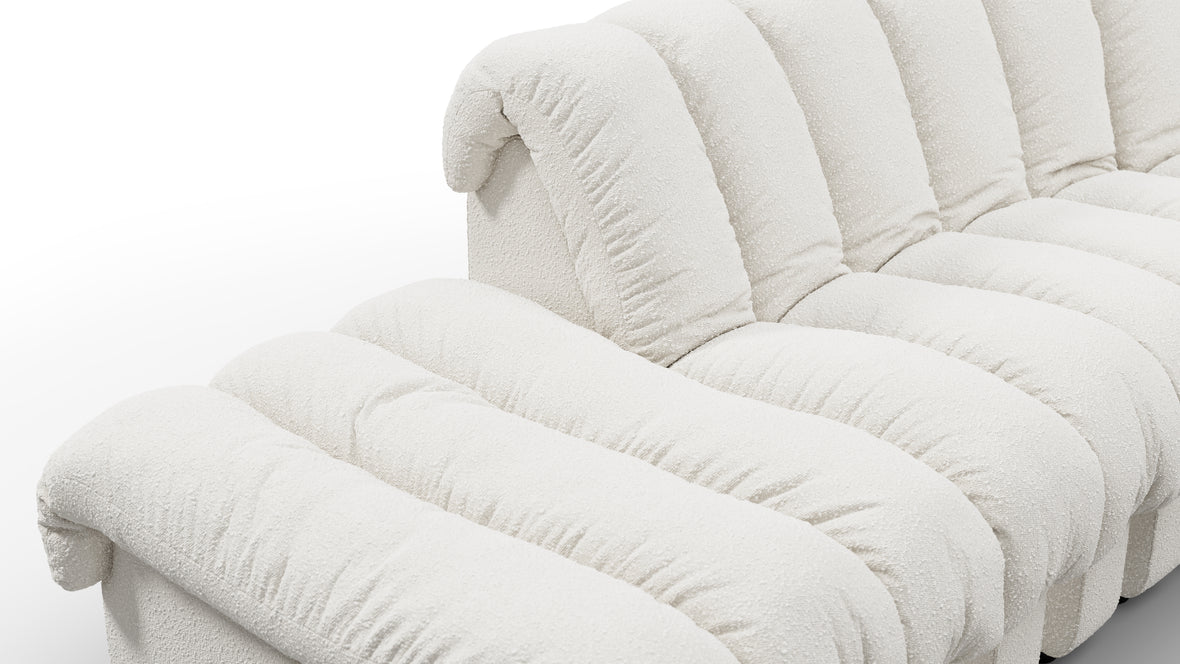 DS 600 - DS 600 Large Open End Sofa, White Boucle