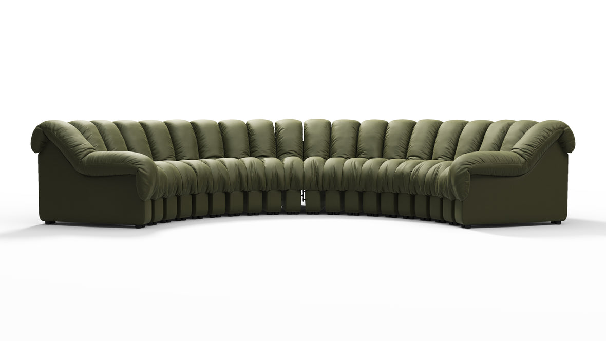 DS 600 - DS 600 Large Sectional, U Shape, Deep Olive Vegan Leather