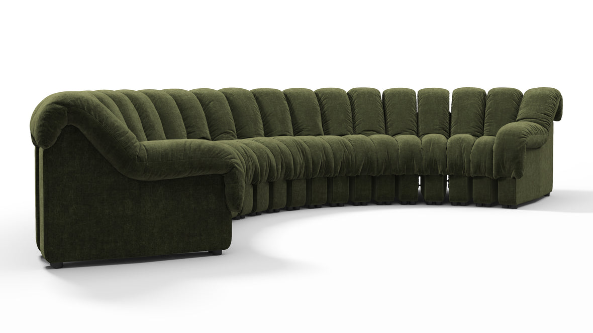 DS 600 - DS 600 Large Sectional, U Shape, Moss Green Chenille