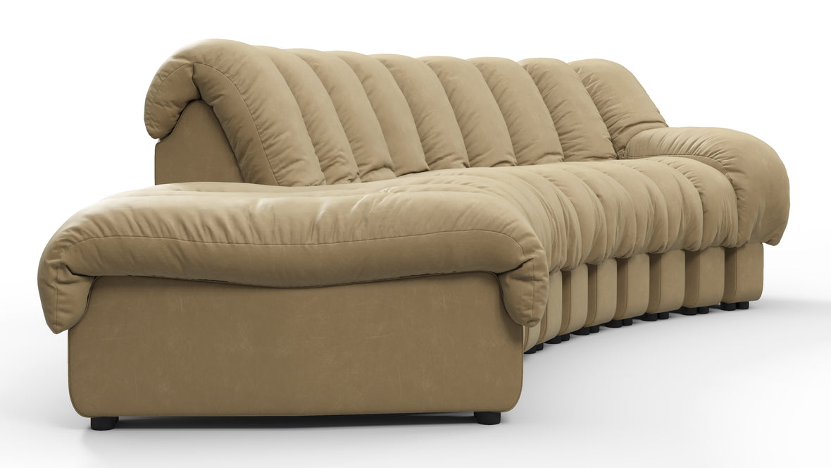 DS 600 - DS 600 Small Open End Sofa, Left, Beige Vegan Leather