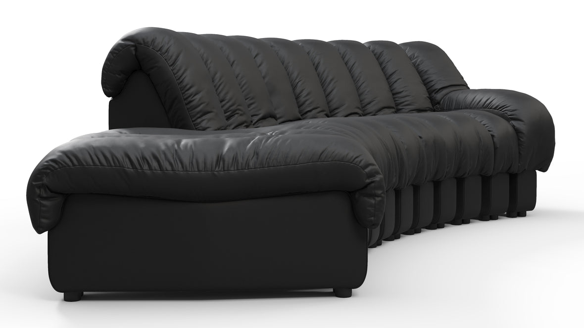 DS 600 - DS 600 Small Open End Sofa, Left, Black Vegan Leather