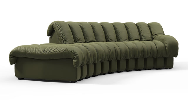 DS 600 - DS 600 Small Open End Sofa, Left, Deep Olive Vegan Leather