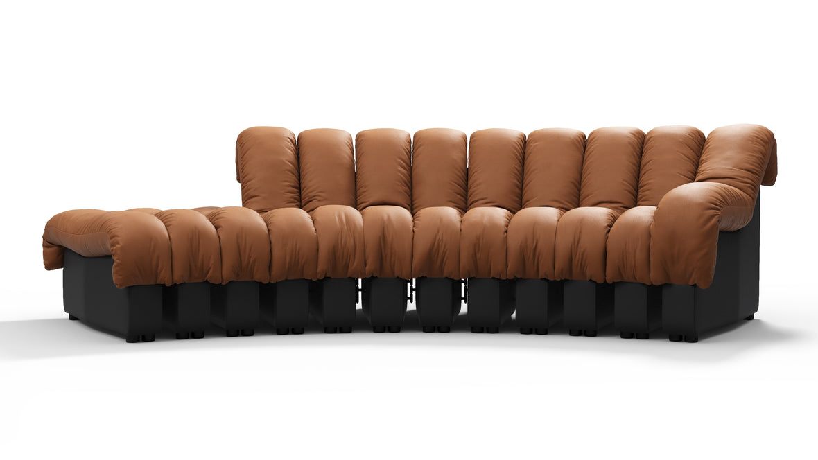 DS 600 - DS 600 Small Open End Sofa, Left, Vintage Tan and Black Vegan Leather