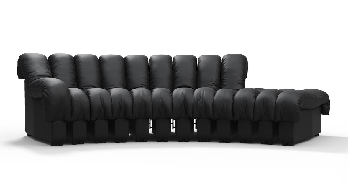 DS 600 - DS 600 Small Open End Sofa, Right, Black Vegan Leather