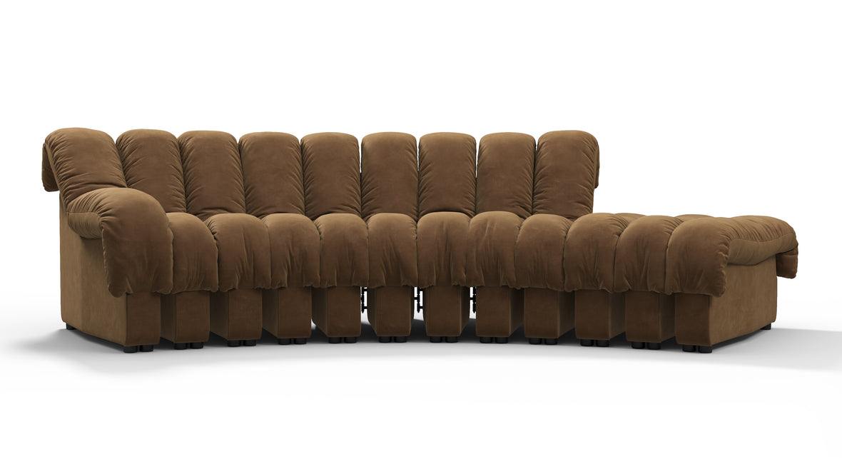 DS 600 - DS 600 Small Open End Sofa, Right, Brown Vegan Suede