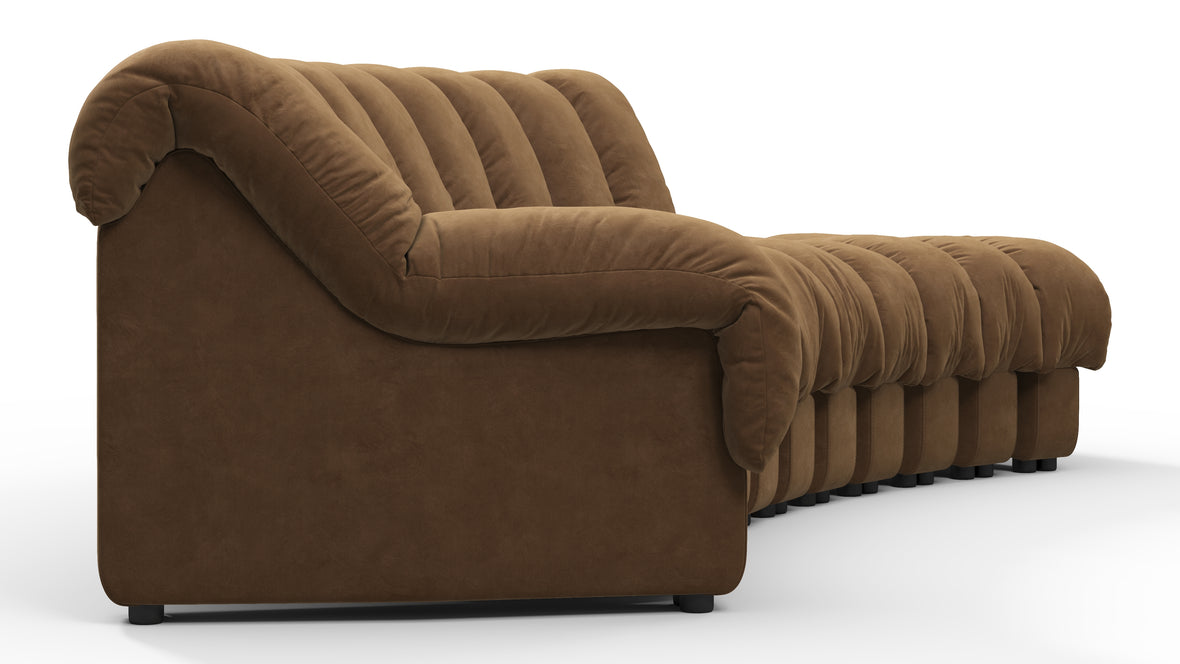 DS 600 - DS 600 Small Open End Sofa, Right, Brown Vegan Suede