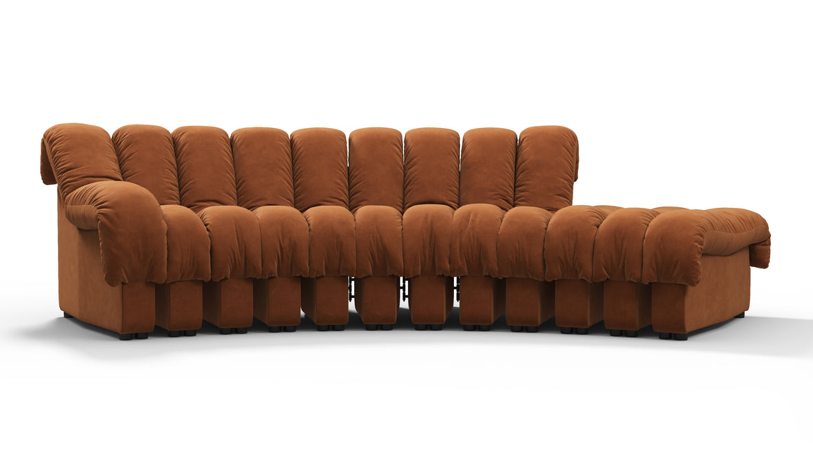 DS 600 - DS 600 Small Open End Sofa, Right, Burnt Orange Vegan Suede