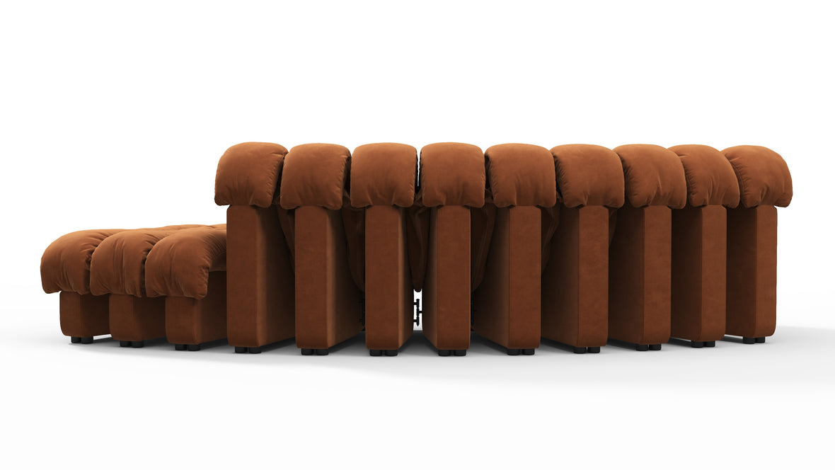 DS 600 - DS 600 Small Open End Sofa, Right, Burnt Orange Vegan Suede